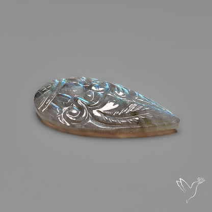 Labradorite Mughal Carving Table Faceted Back