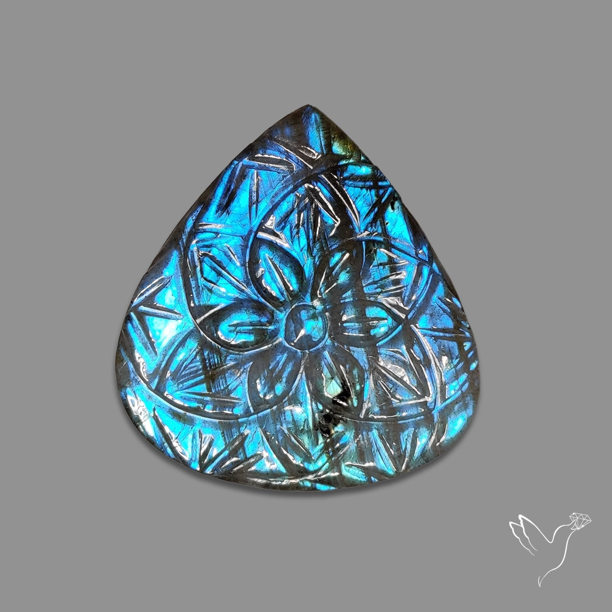 Labradorite Mughal Carving Handcarved