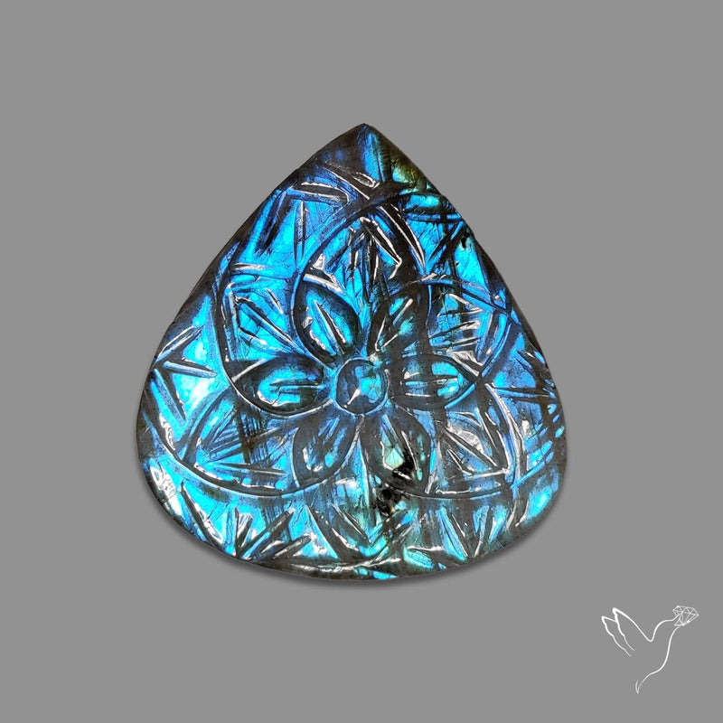 Labradorite Mughal Carving Handcarved