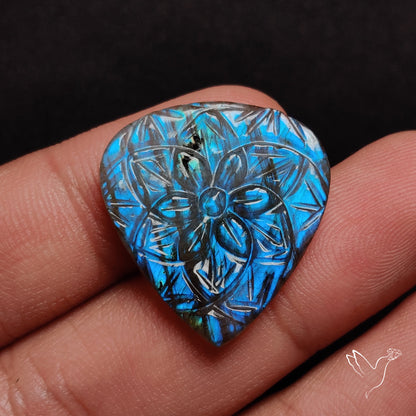 Labradorite Mughal Carving Handcarved