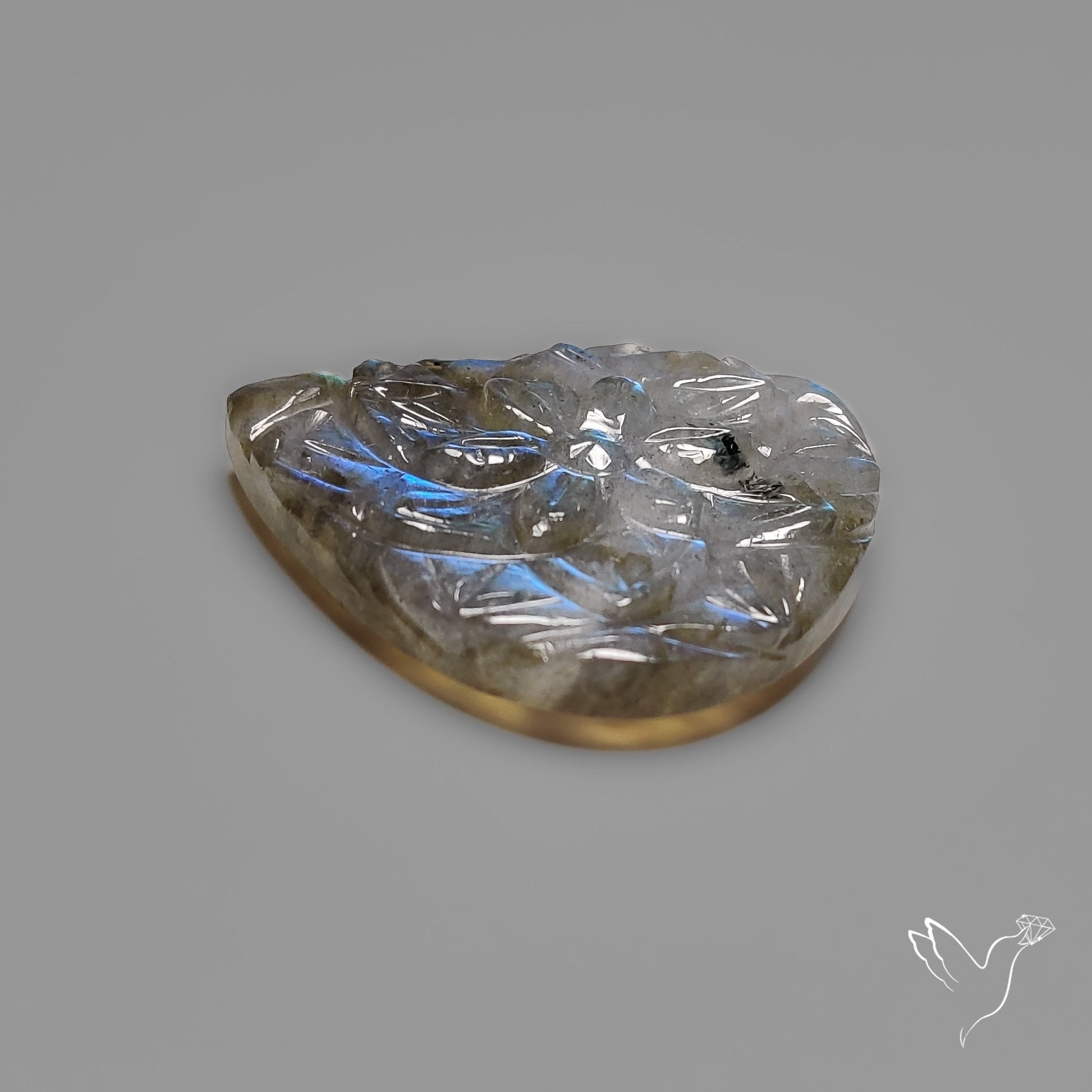 Labradorite Mughal Carving Handcarved