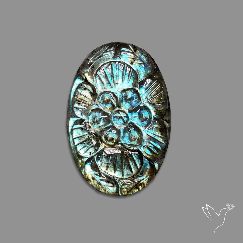 Labradorite Mughal Carving Handcarved