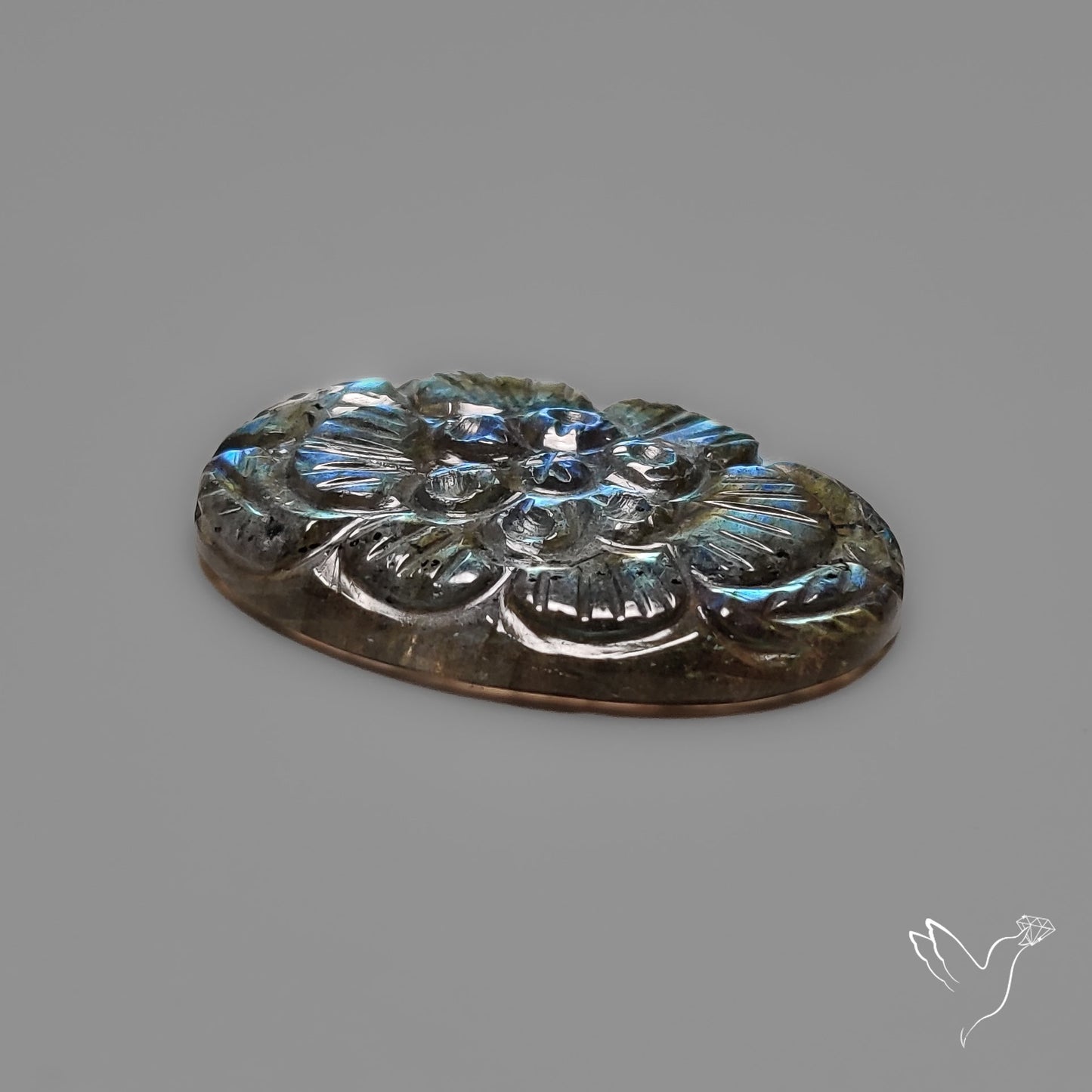 Labradorite Mughal Carving Handcarved