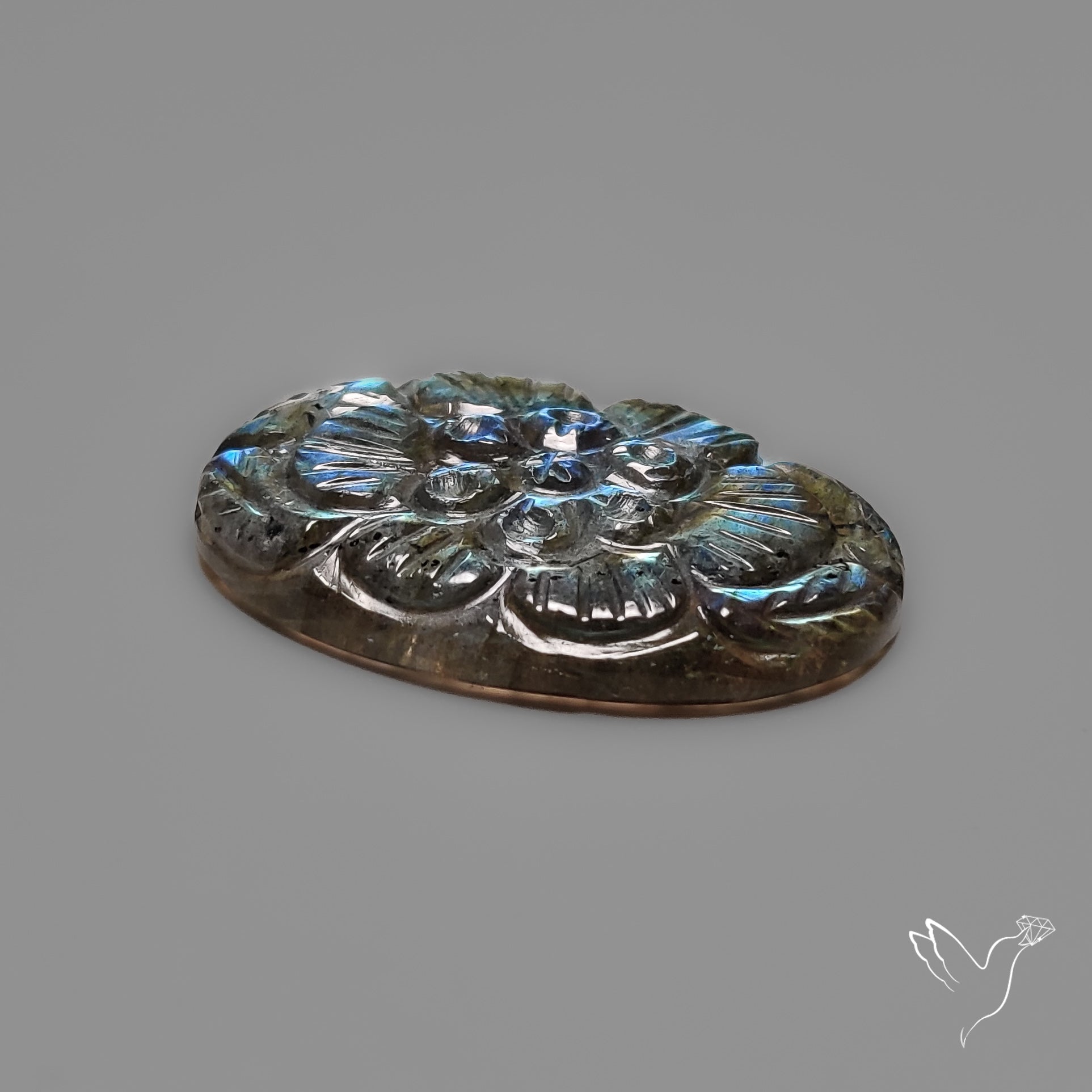 Labradorite Mughal Carving Handcarved