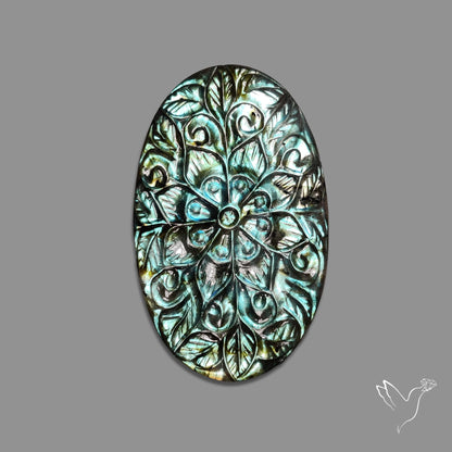 Labradorite Mughal Carving Handcarved