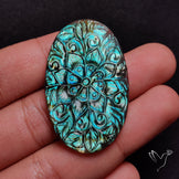 Labradorite Mughal Carving Handcarved