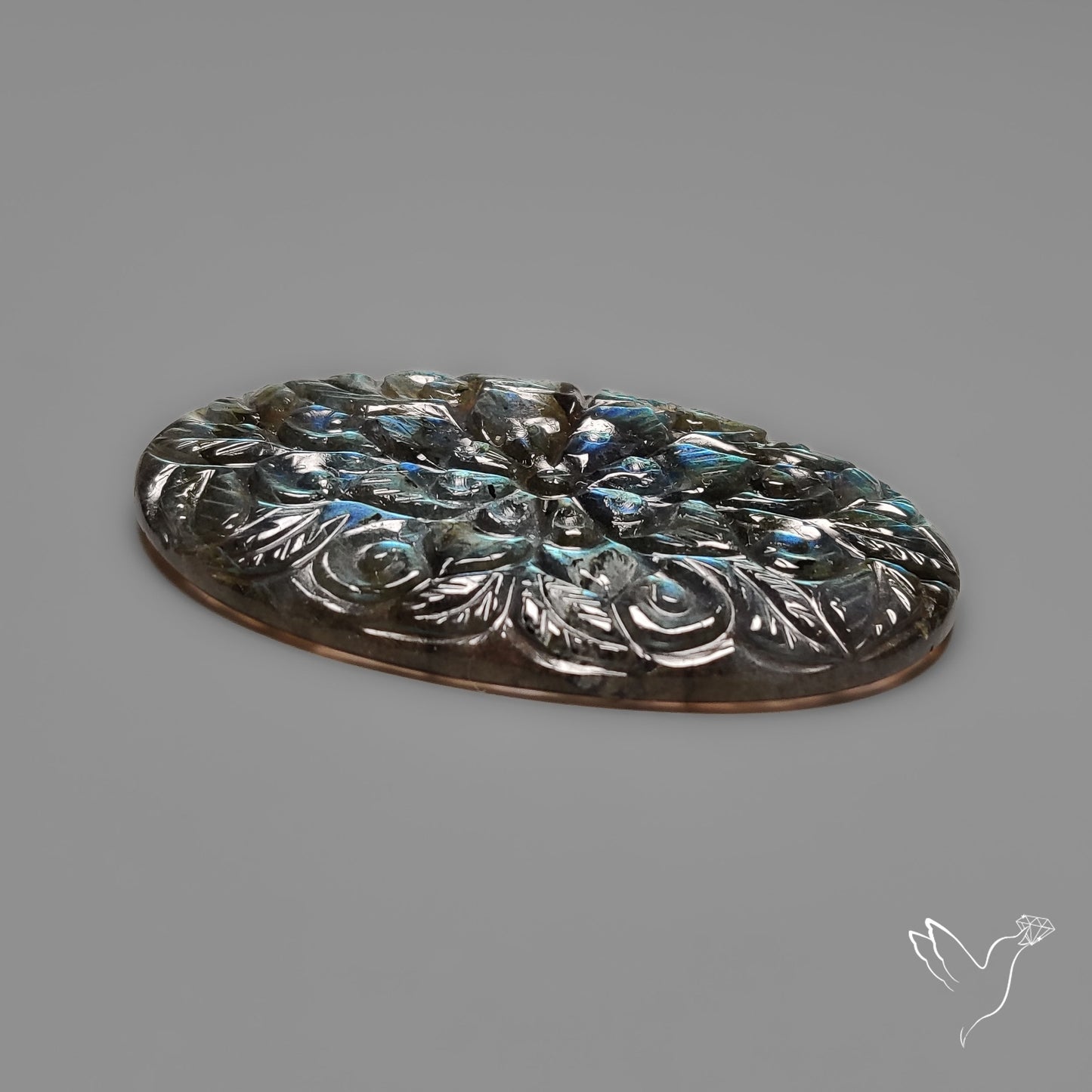 Labradorite Mughal Carving Handcarved