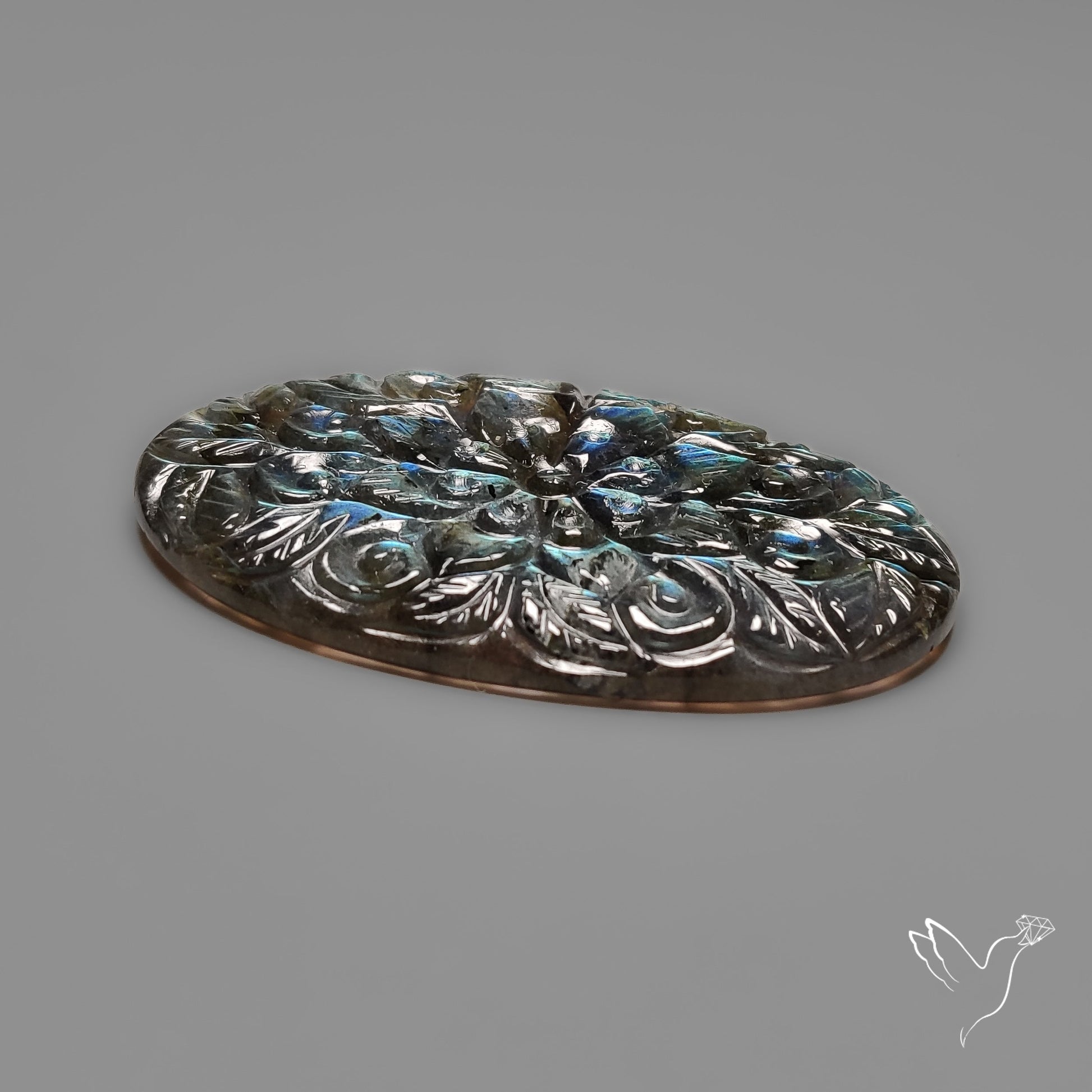 Labradorite Mughal Carving Handcarved