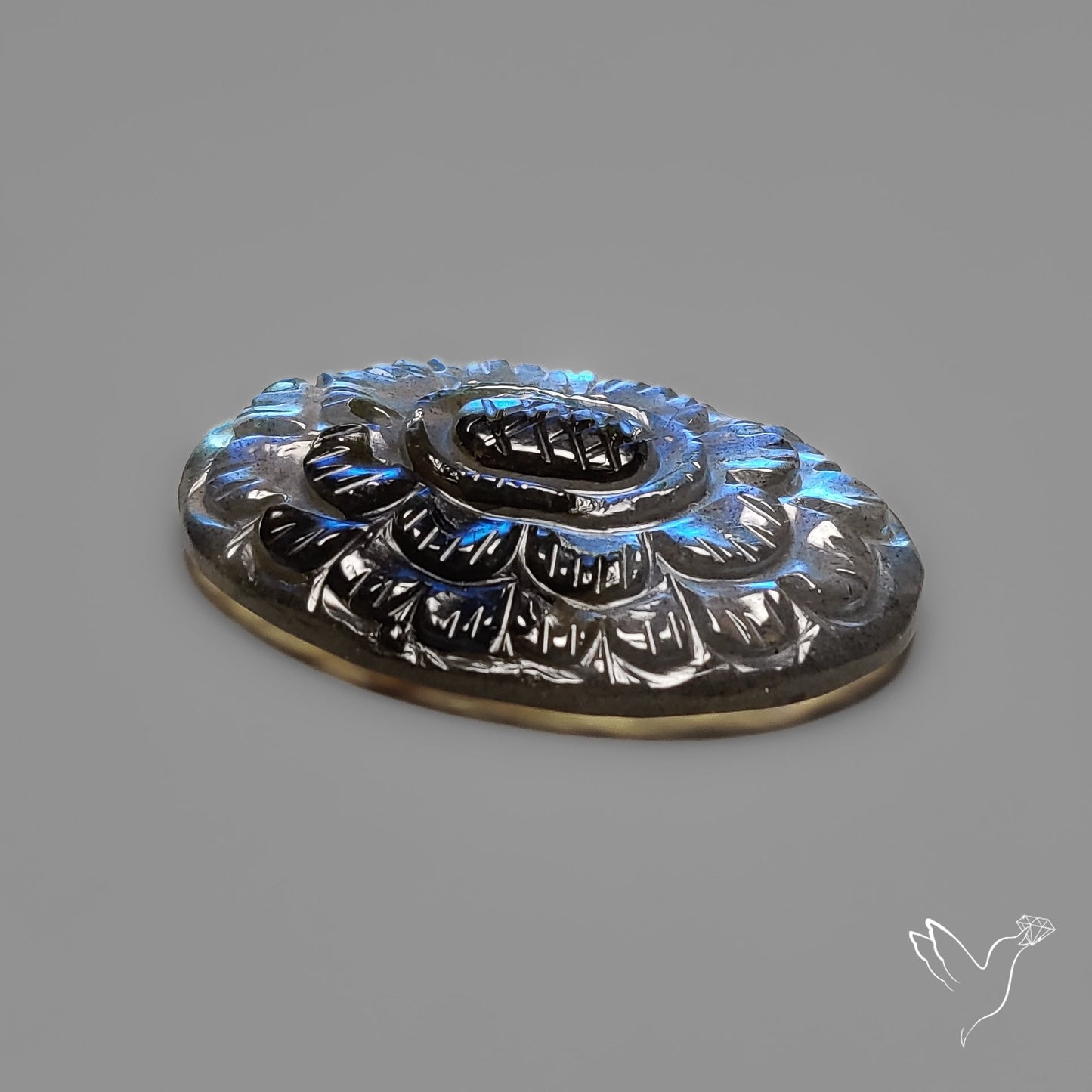 Labradorite Mughal Carving Handcarved