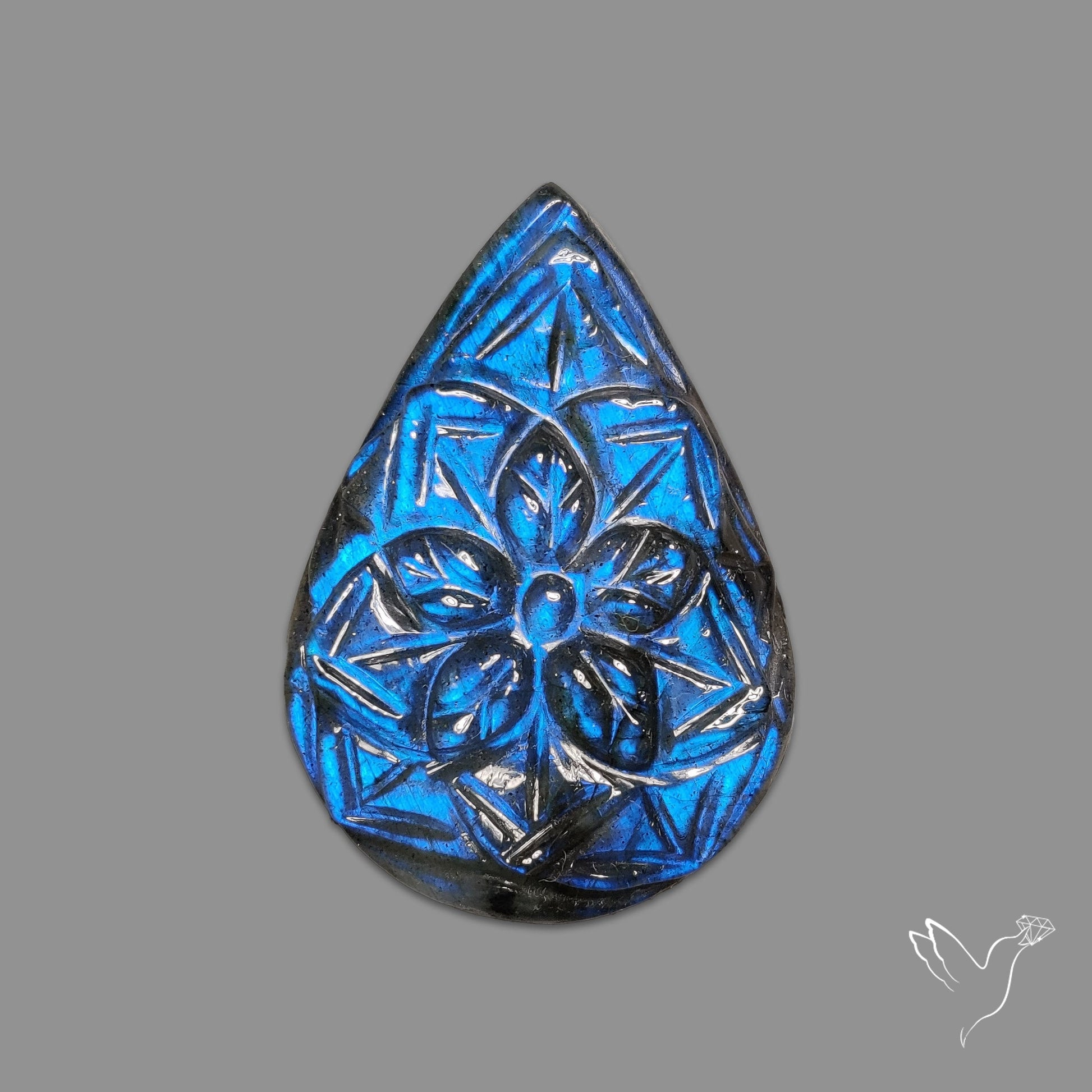 Labradorite Mughal Carving Handcarved