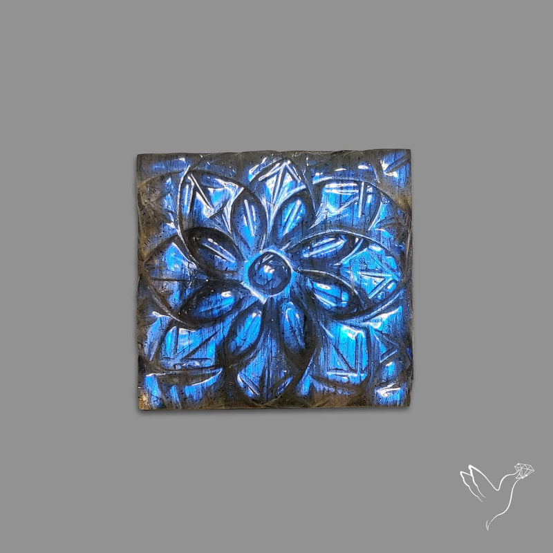 Labradorite Mughal Carving Handcarved