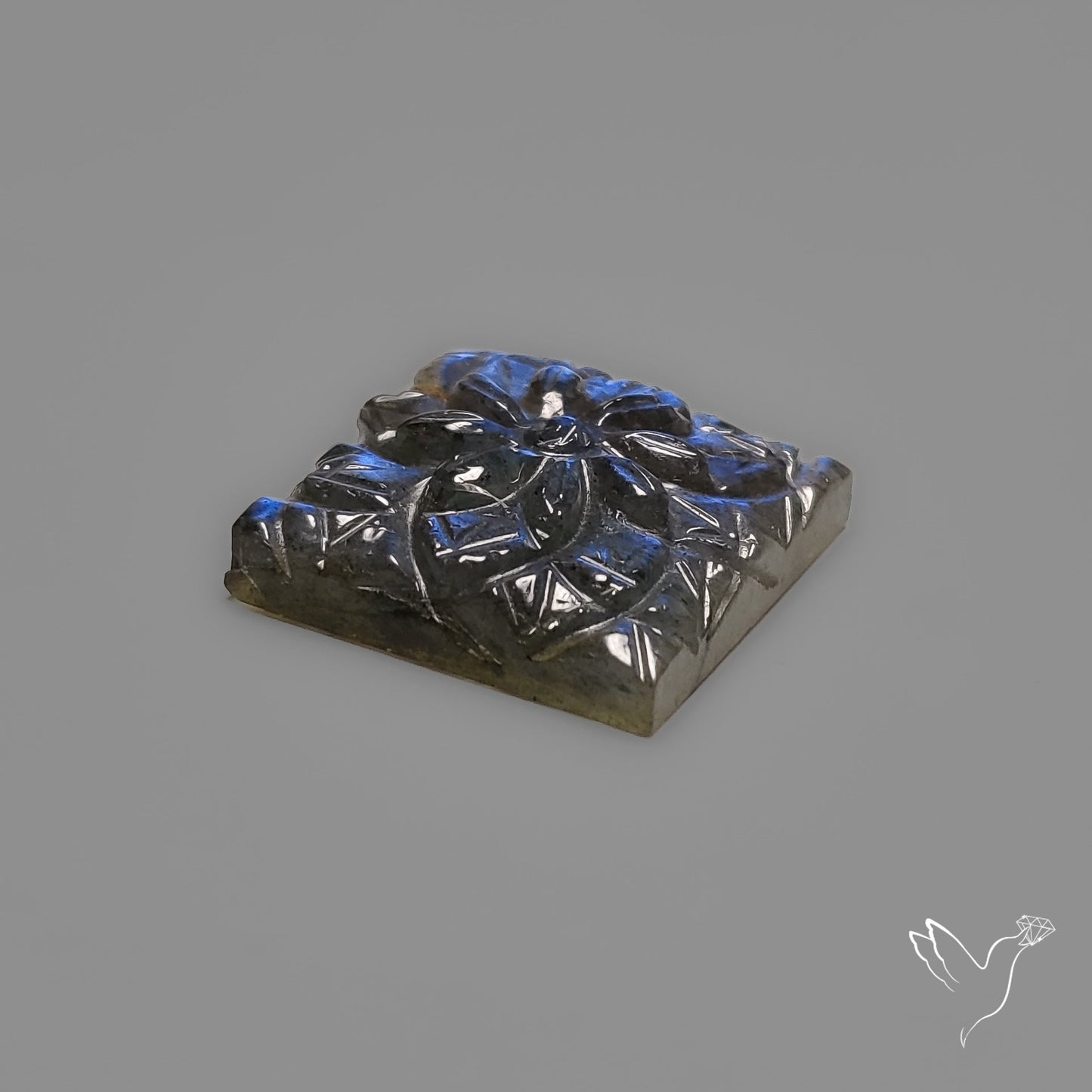 Labradorite Mughal Carving Handcarved