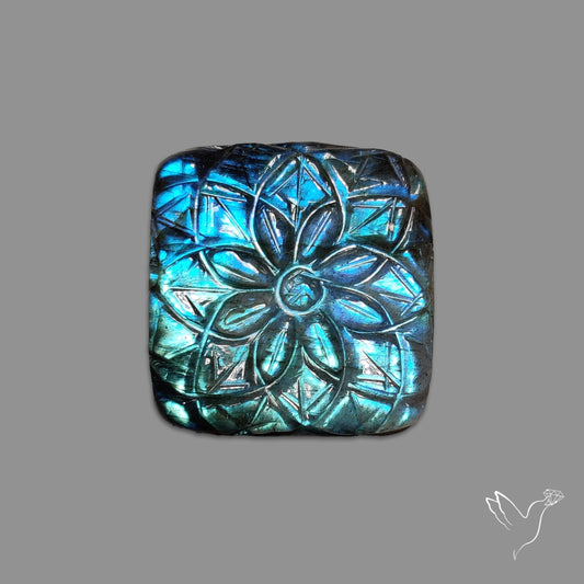 Labradorite Mughal Carving Handcarved