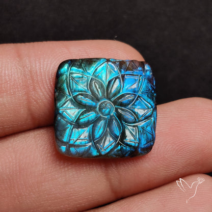 Labradorite Mughal Carving Handcarved