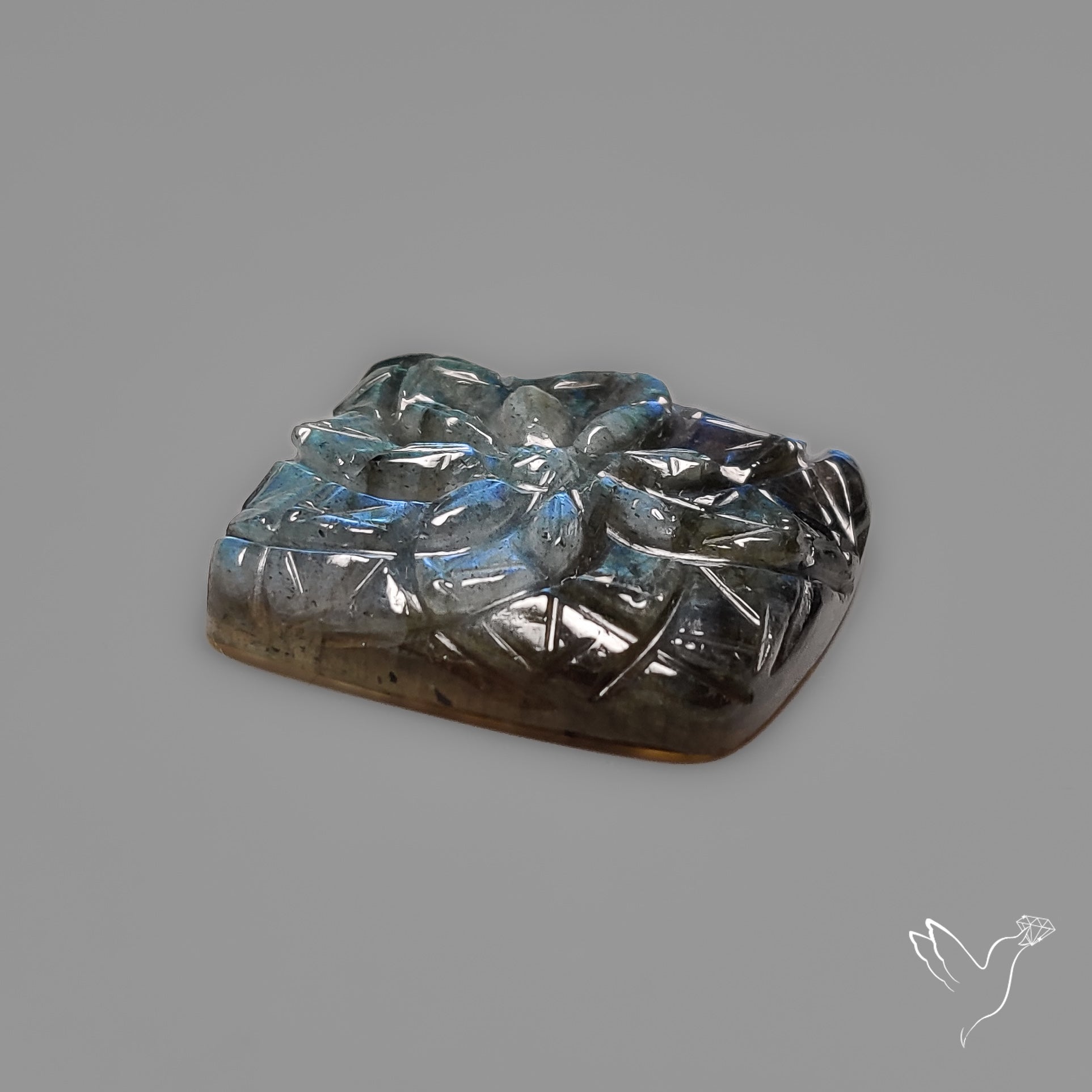 Labradorite Mughal Carving Handcarved