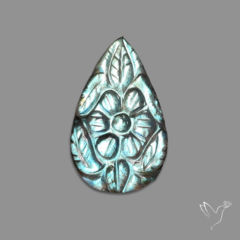 Labradorite Mughal Carving Handcarved