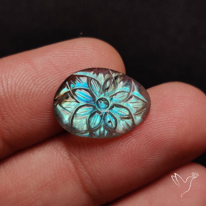 Labradorite Mughal Carving Handcarved
