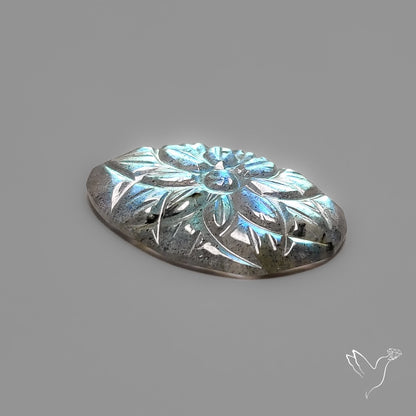Labradorite Mughal Carving Handcarved
