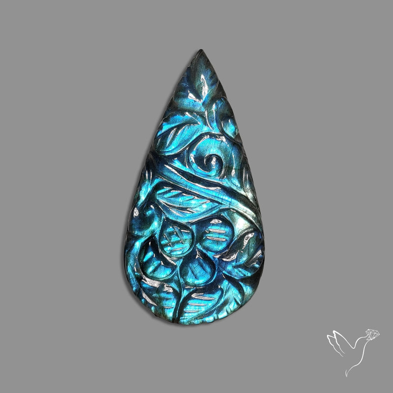 Labradorite Mughal Carving Handcarved