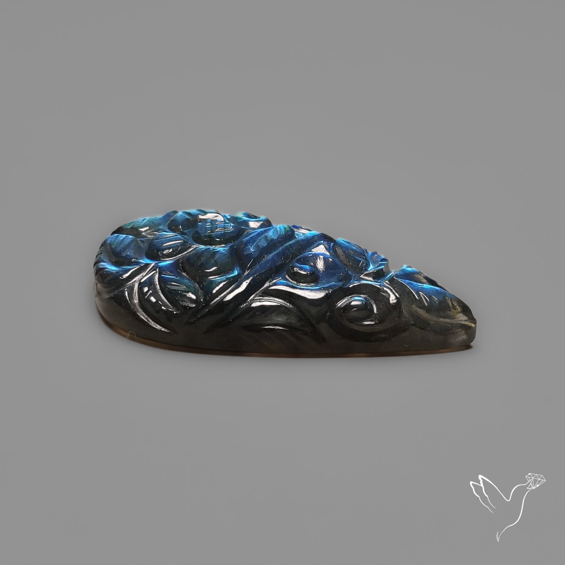 Labradorite Mughal Carving Handcarved