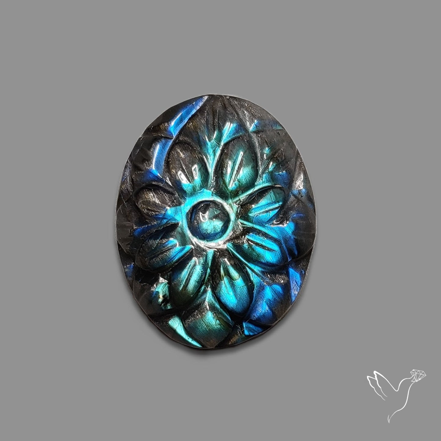 Labradorite Mughal Carving Handcarved