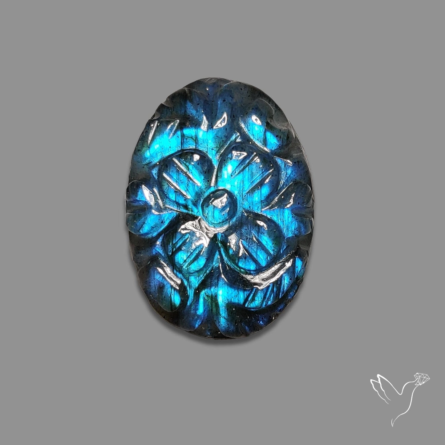 Labradorite Mughal Carving Handcarved