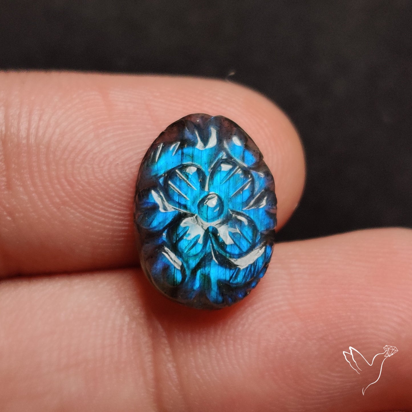 Labradorite Mughal Carving Handcarved