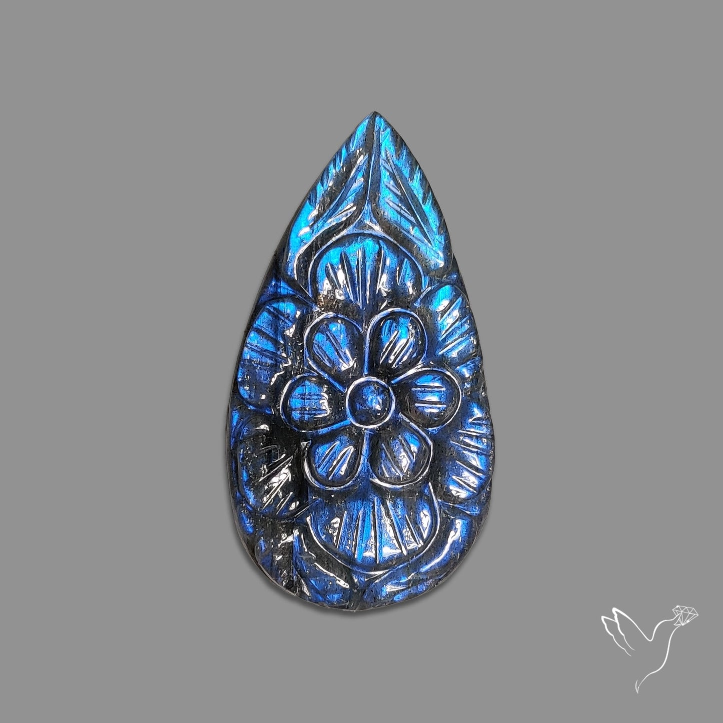 Labradorite Mughal Carving Handcarved