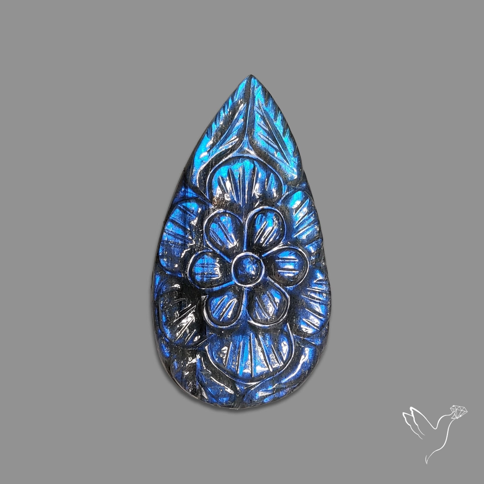 Labradorite Mughal Carving Handcarved