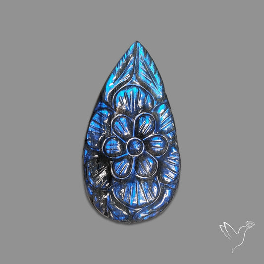 Labradorite Mughal Carving Handcarved