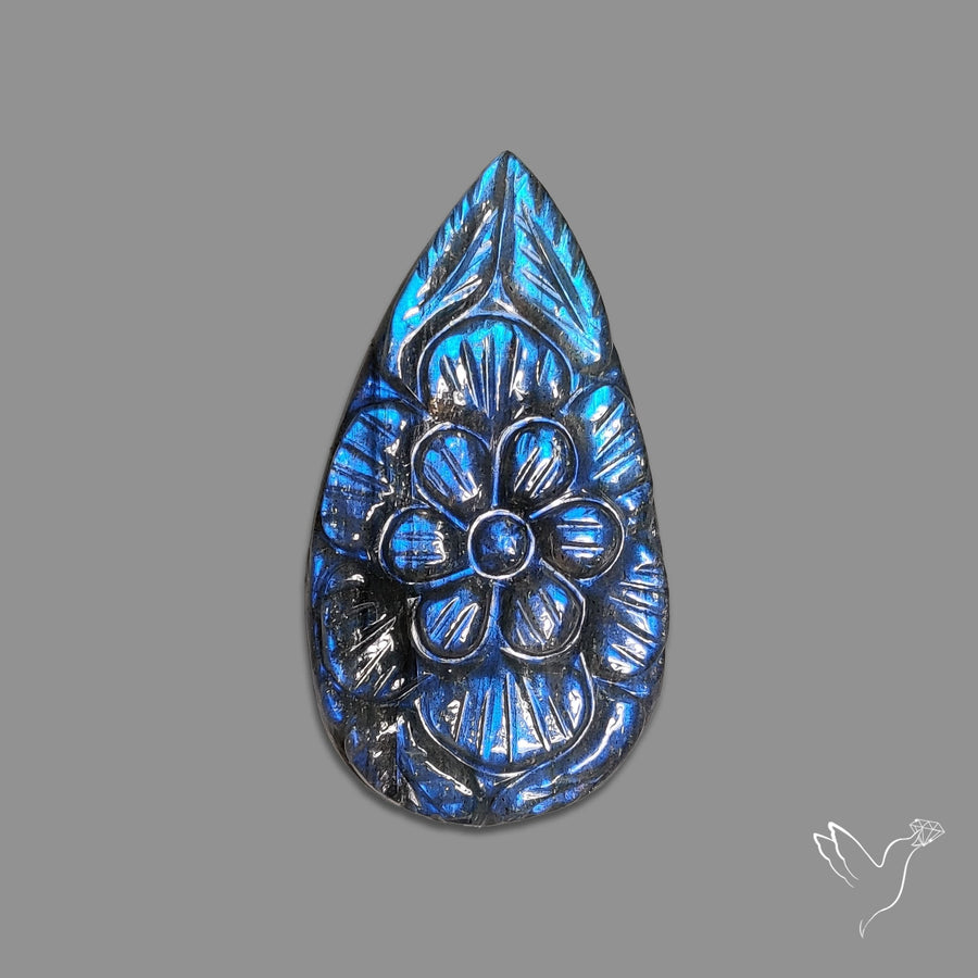 Labradorite Mughal Carving Handcarved