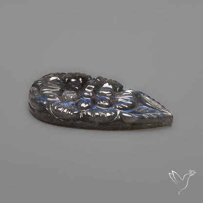 Labradorite Mughal Carving Handcarved