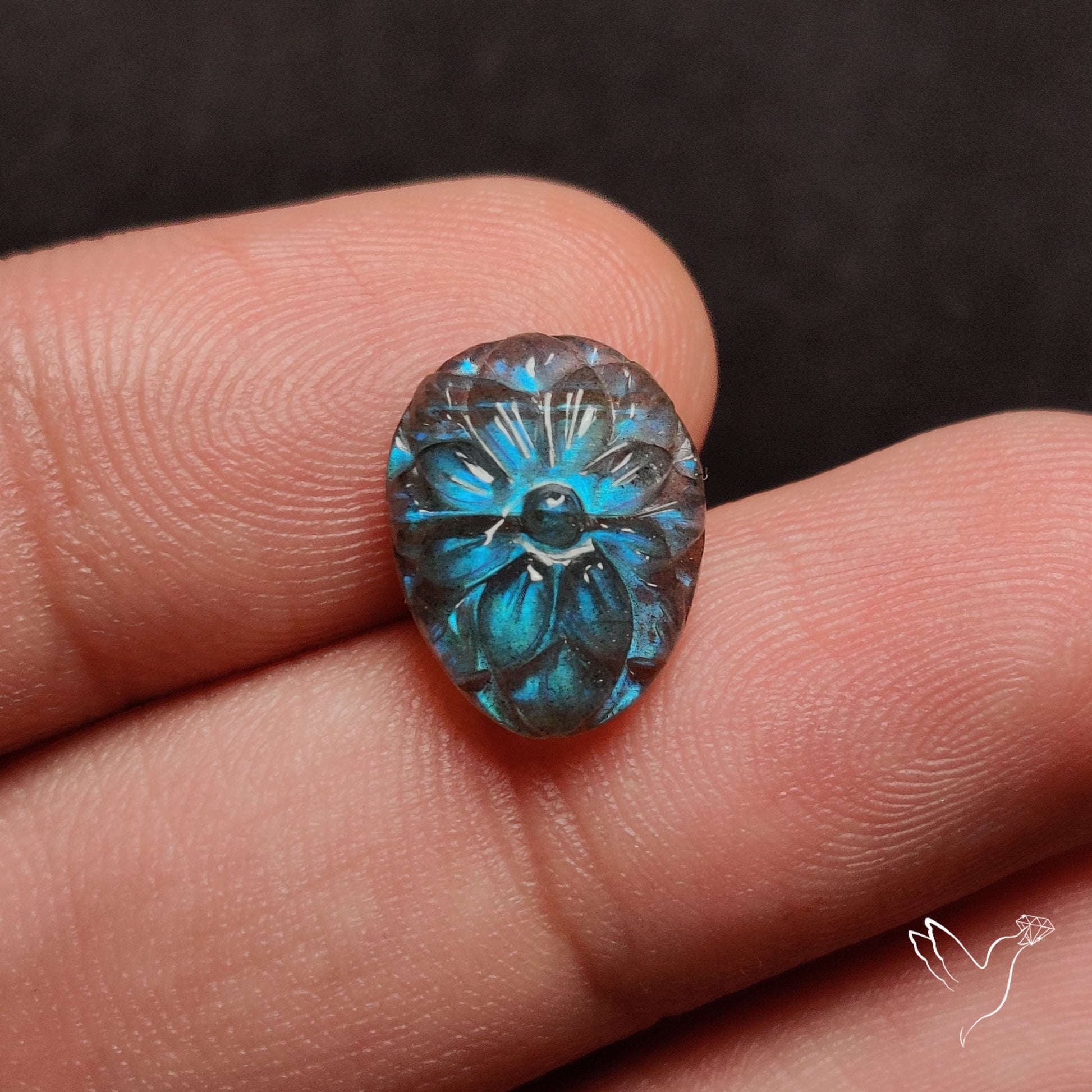 Labradorite Mughal Carving Handcarved