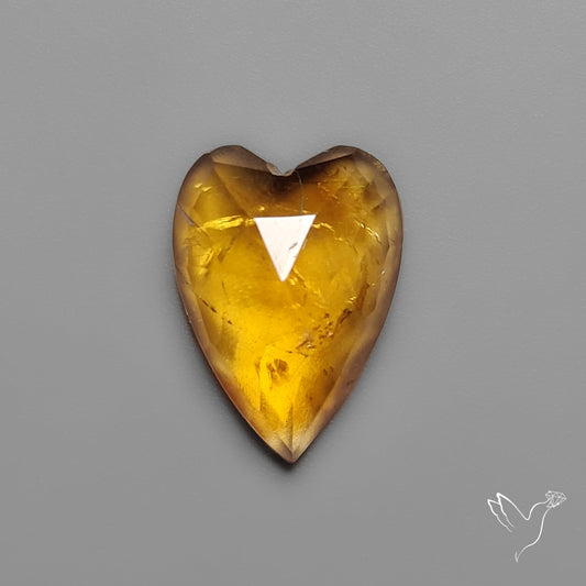 Citrine Rose Cut Heart Carving