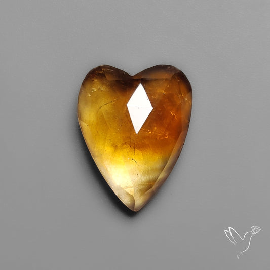 Citrine Rose Cut Heart Carving