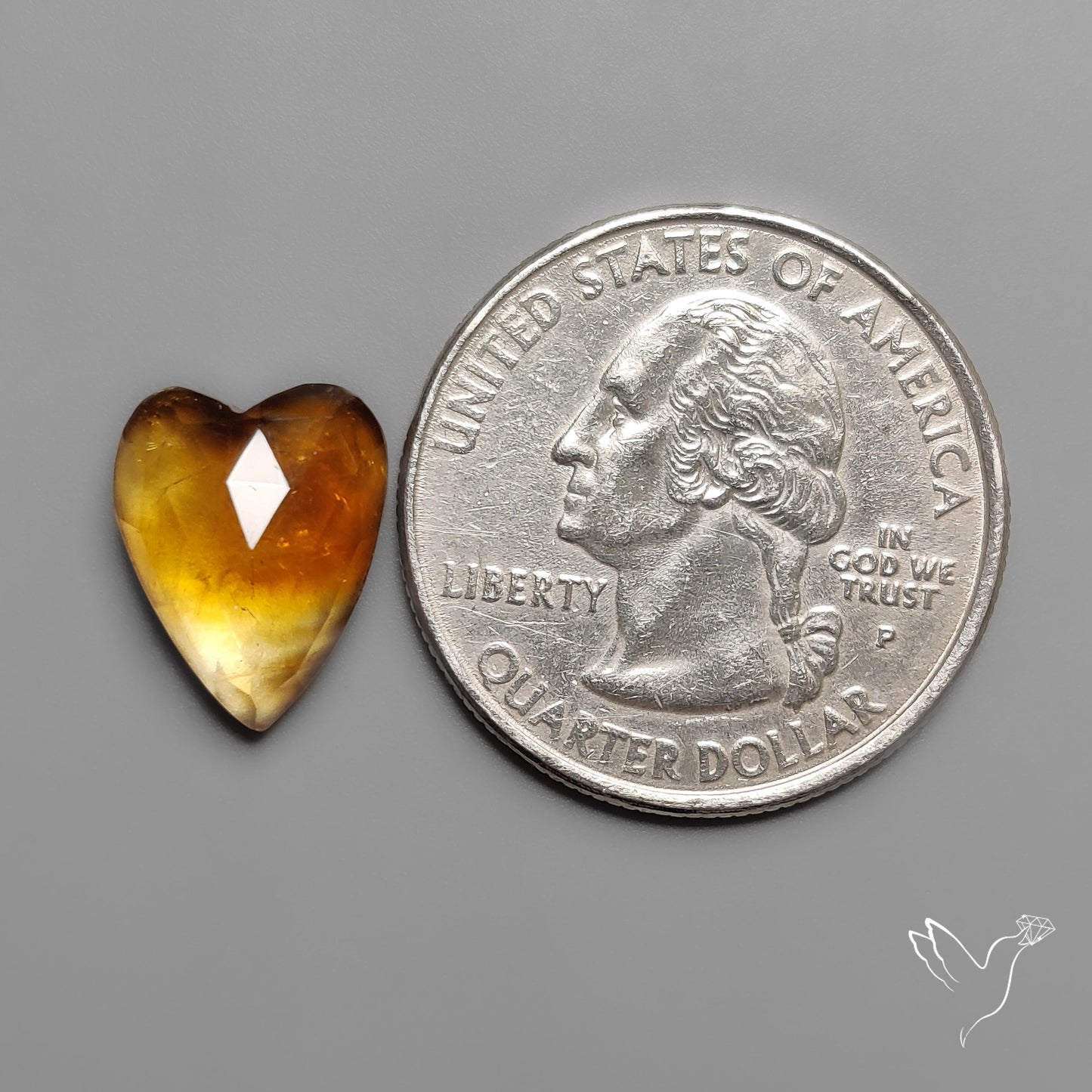 Citrine Rose Cut Heart Carving
