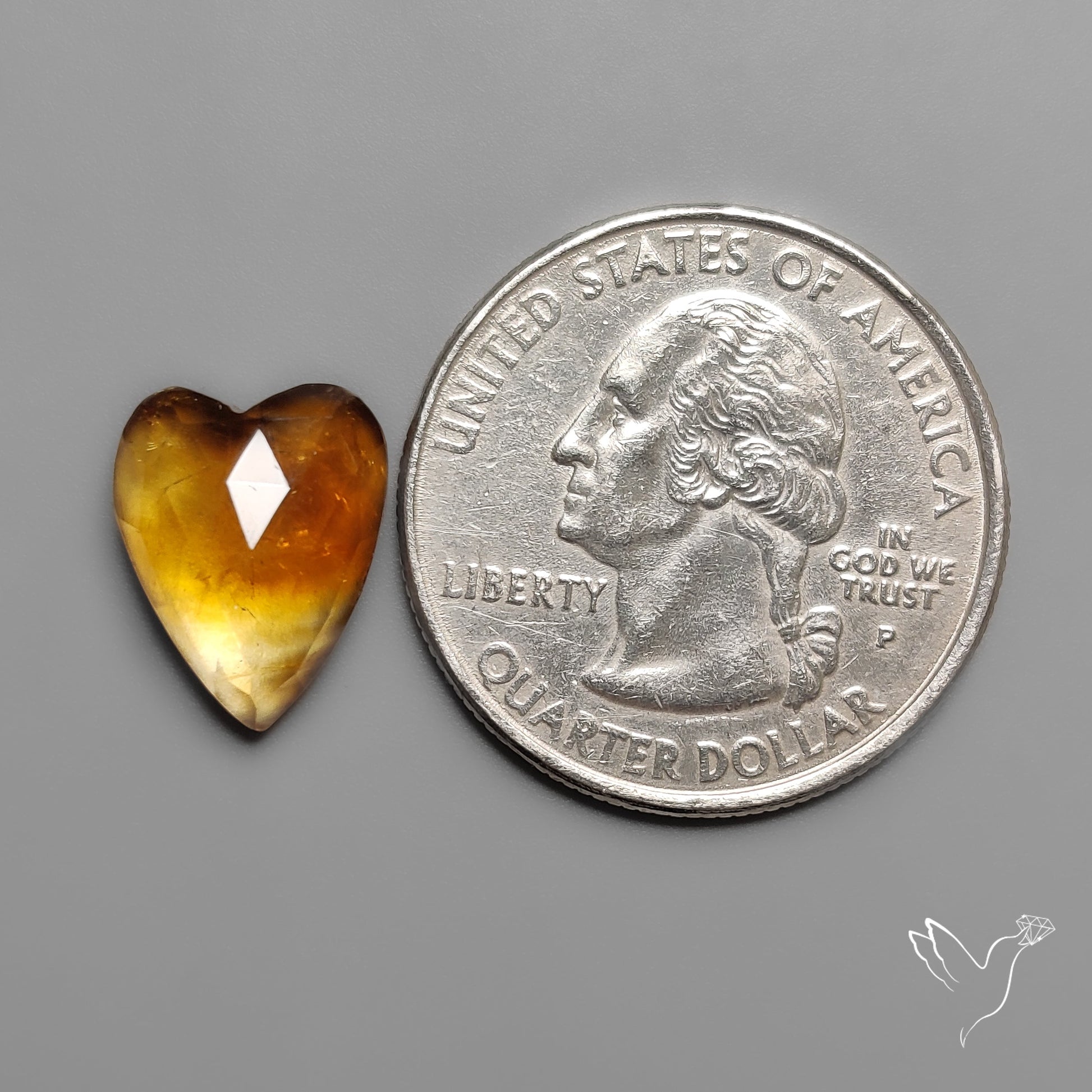Citrine Rose Cut Heart Carving