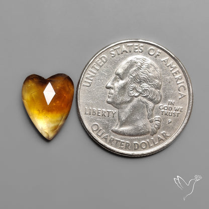 Citrine Rose Cut Heart Carving