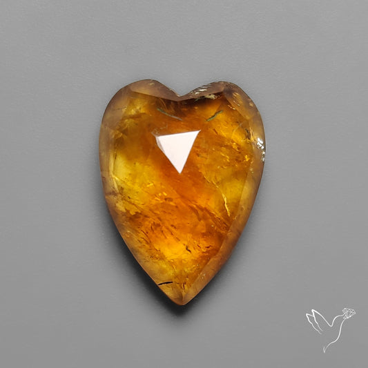 Citrine Rose Cut Heart Carving