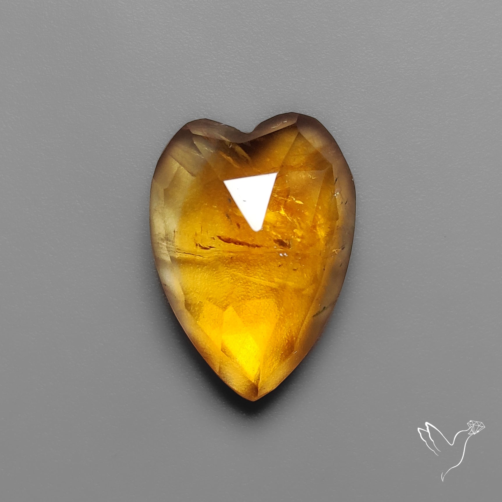 Citrine Rose Cut Heart Carving