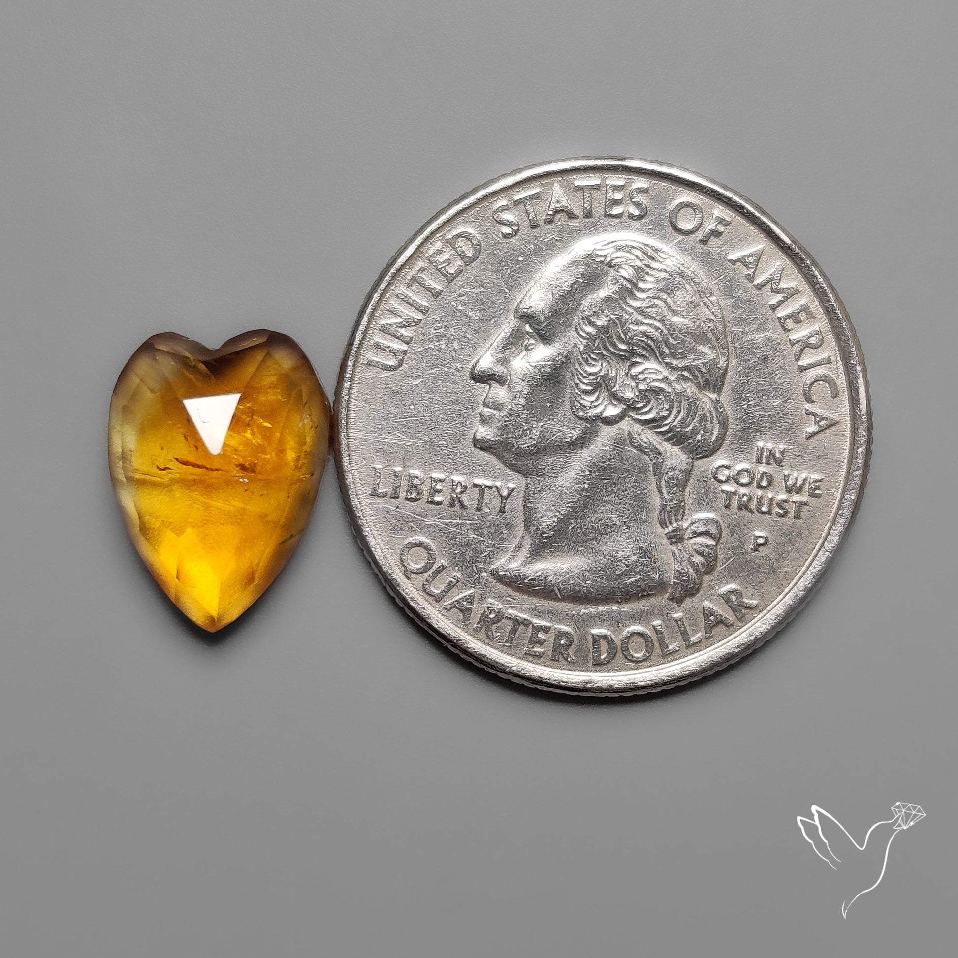 Citrine Rose Cut Heart Carving