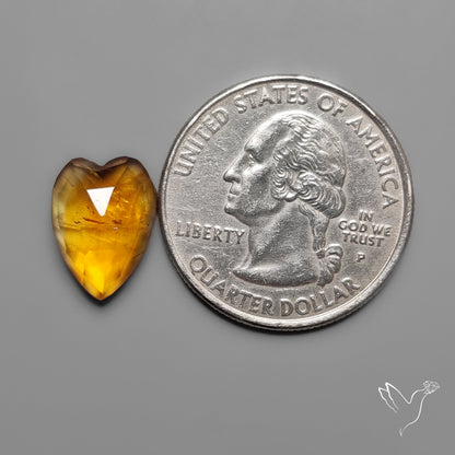 Citrine Rose Cut Heart Carving
