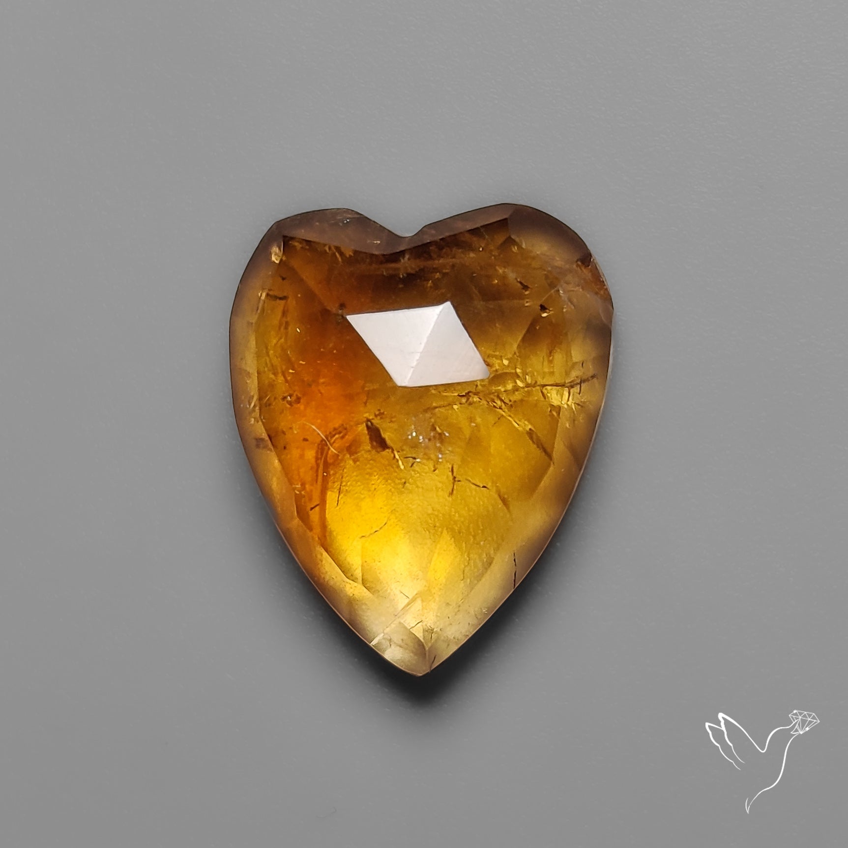 Citrine Rose Cut Heart Carving