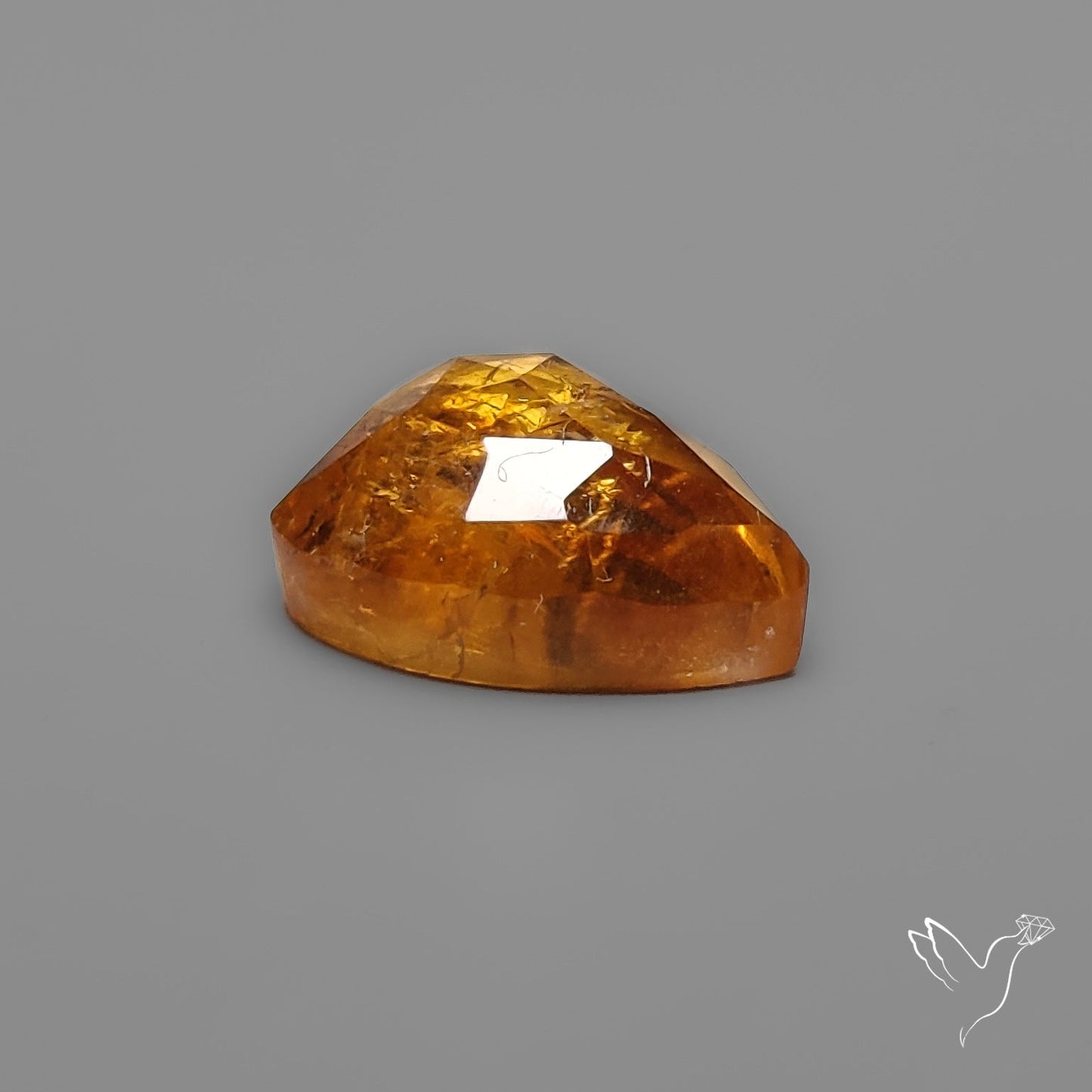 Citrine Rose Cut Heart Carving