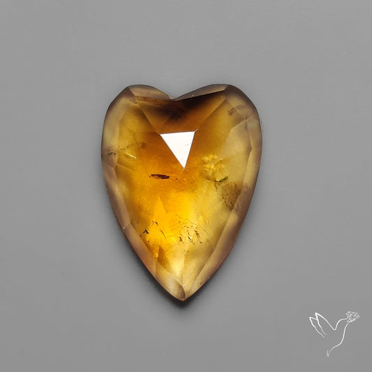 Citrine Rose Cut Heart Carving