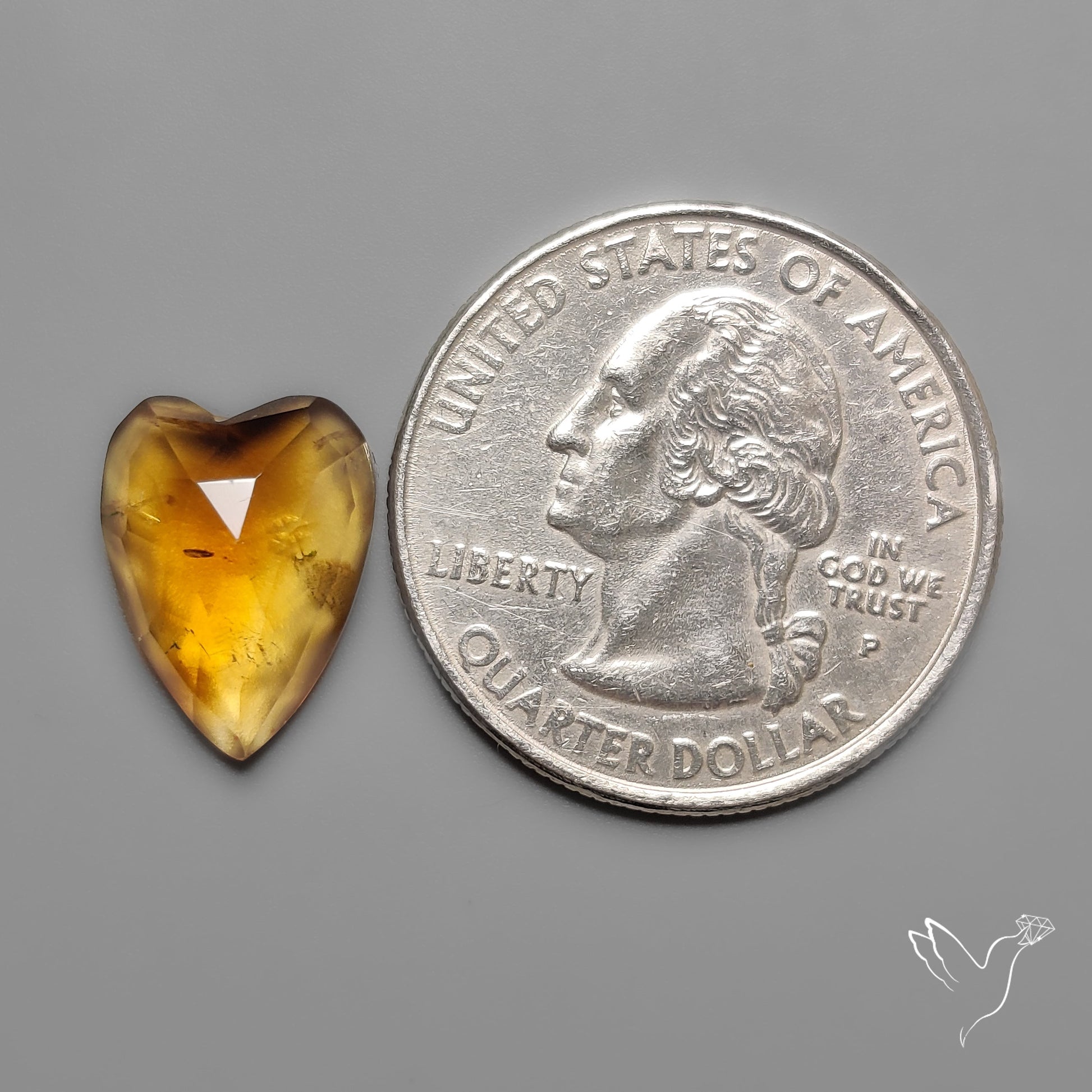Citrine Rose Cut Heart Carving