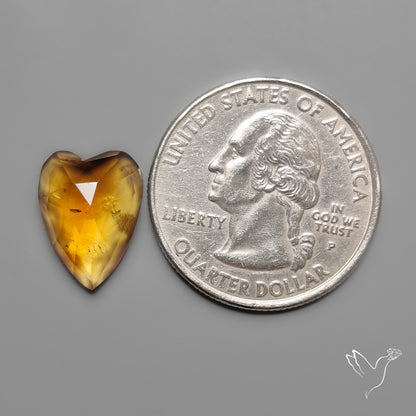 Citrine Rose Cut Heart Carving