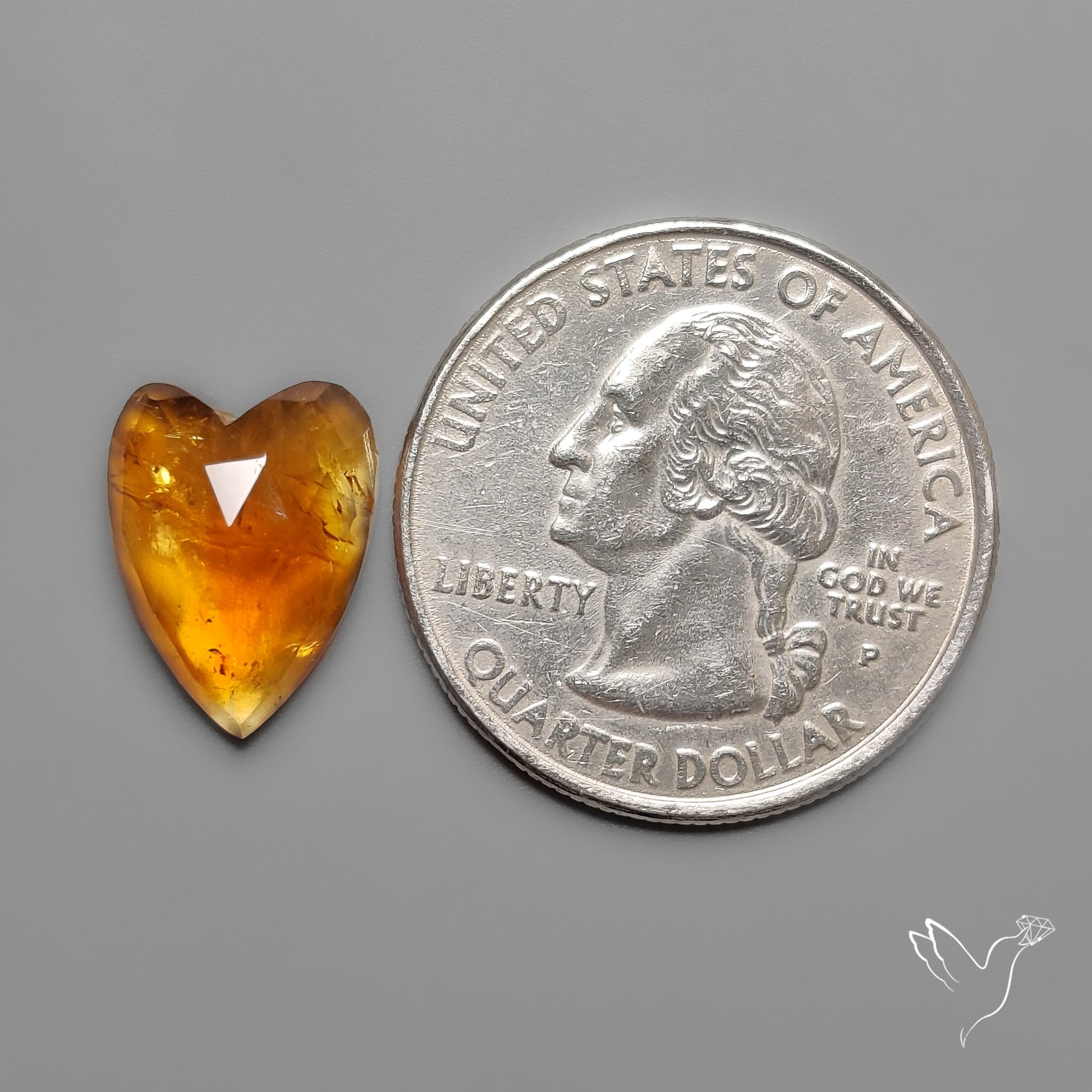 Citrine Rose Cut Heart Carving