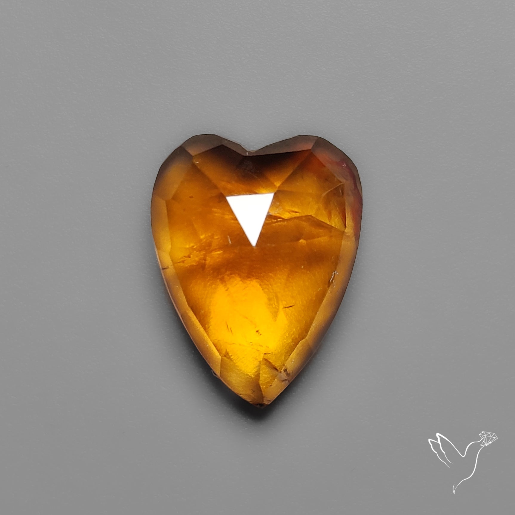 Citrine Rose Cut Heart Carving
