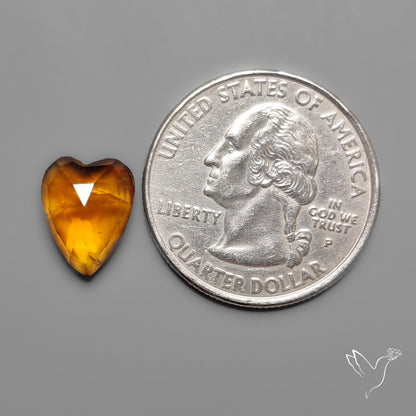 Citrine Rose Cut Heart Carving